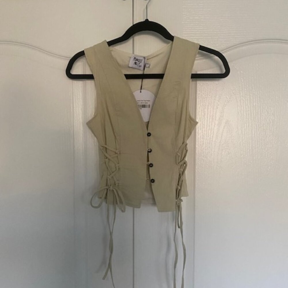 Button down lace up tank